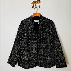 Black Jacket with White Embroidery